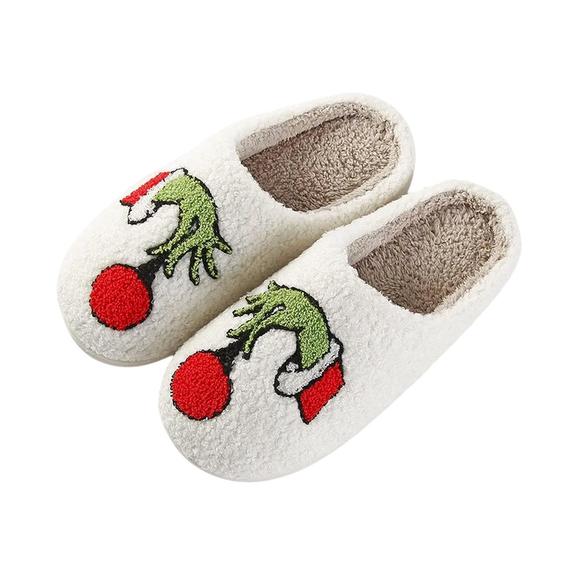 NEW KATYDID women grinchmas is here fuzzy slippers in grinch hand - Picture 1 of 4